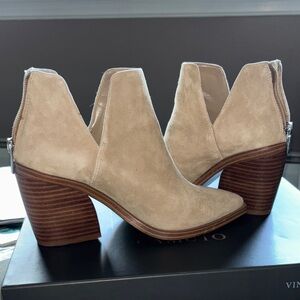 Vince Camuto Light Tan Suede Ankle Booties